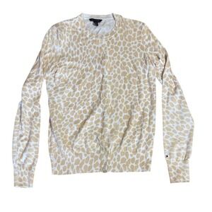 Tommy Hilfiger MOB Wife Leopard animal Print Cardigan Sweater M Brown giraffe